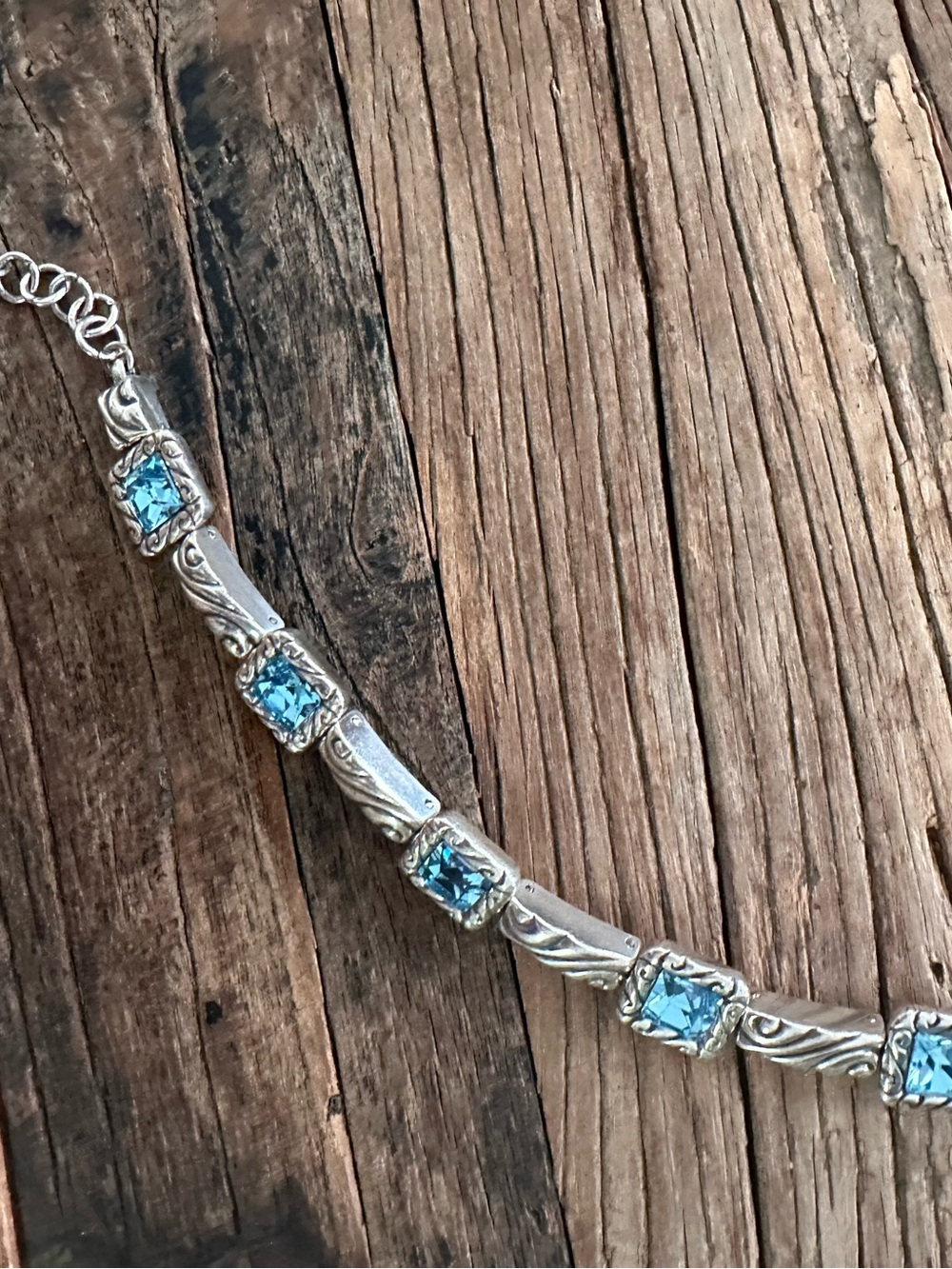 Brighton ♥️ Regina Link Bracelet in the silver- aquamarine color-way - Retired